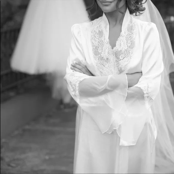 Long Bridal Robe Wedding Robe - Picture 2 of 5